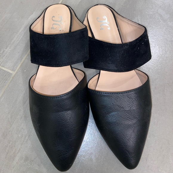 Suede and leather black flats. Size 8. - Picture 2 of 2